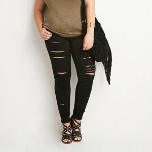 Black Ripped Jeans Size 18